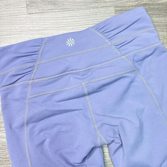 ATHLETA | sz XSP Women's Light Blue Gray Ruched Low Rise Balance Capri Legging - Picture 5 of 5